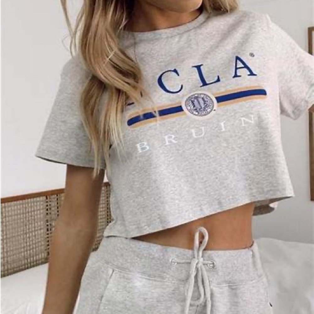 UCLA Vintage Puff Cropped Grey Tee